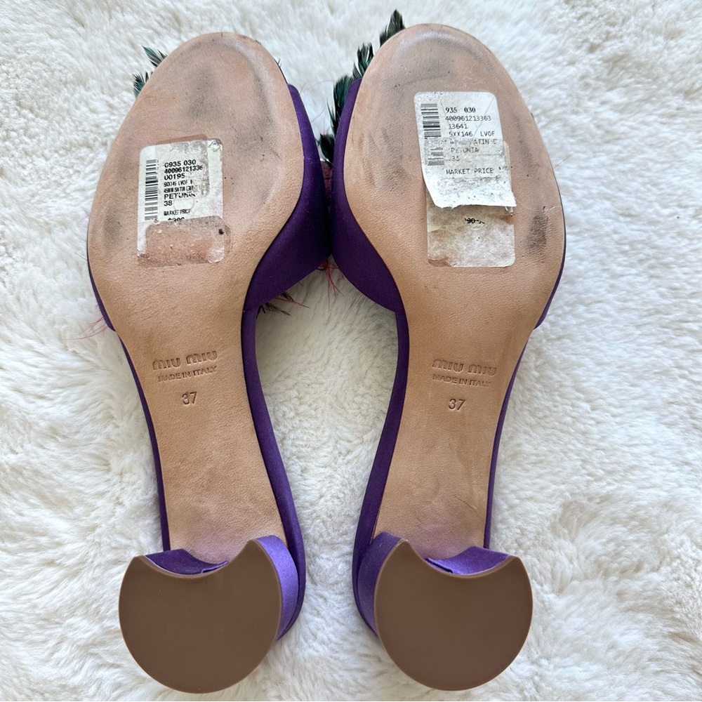 New!!! Miu Miu Heel Slides Size 37 Eu - image 5